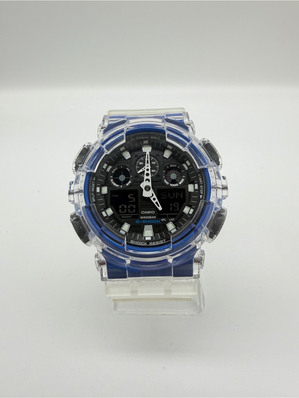 G-SHOCK GA-100 Custom Skeletonized (Jelly) Blue & Black Watch.